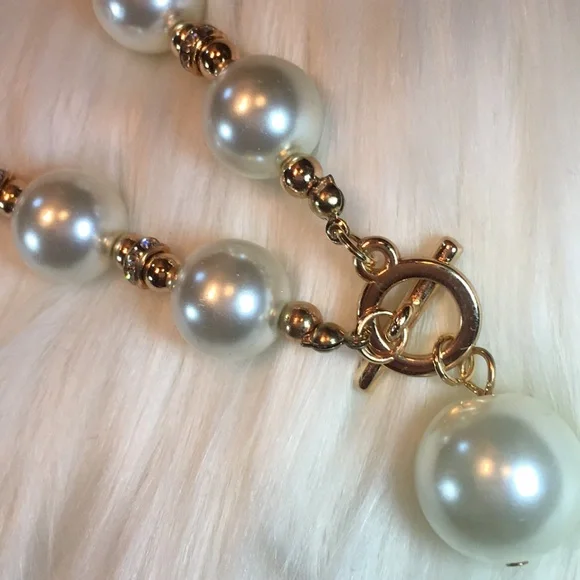 ⚜️ TAHARI-Fancy Lg Faux Pearls w/Crystals Spacers⚜️ - Picture 1 of 6